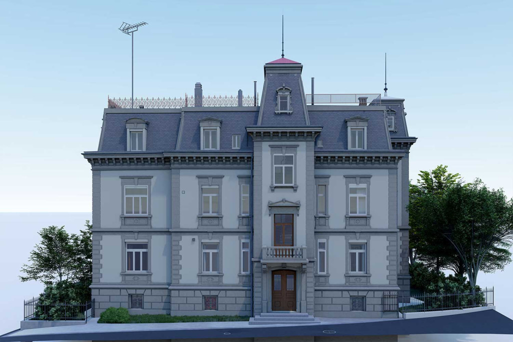 Villa Wiesental in St. Gallen, 3D-Modell aus Gebäudevermessung, HMQ AG