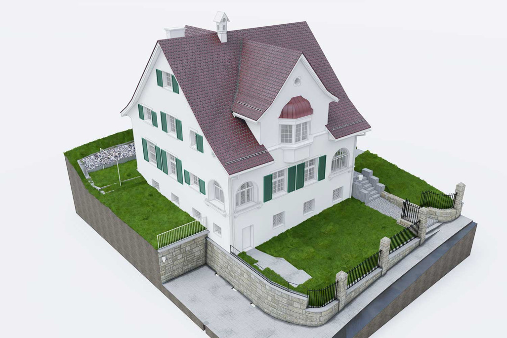 3D-Modell Herrschaftshaus mit Umgebung, Zürich, HMQ AG