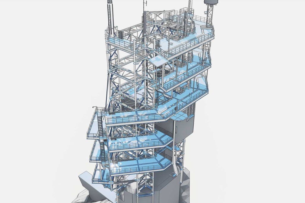 3D-Modellierung vom Antennenturm auf dem Titlis, HMQ AG