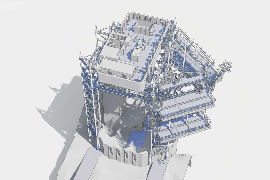 Antennenturm auf dem Titlis, 3D-Modell Stahlkonstruktion, HMQ AG