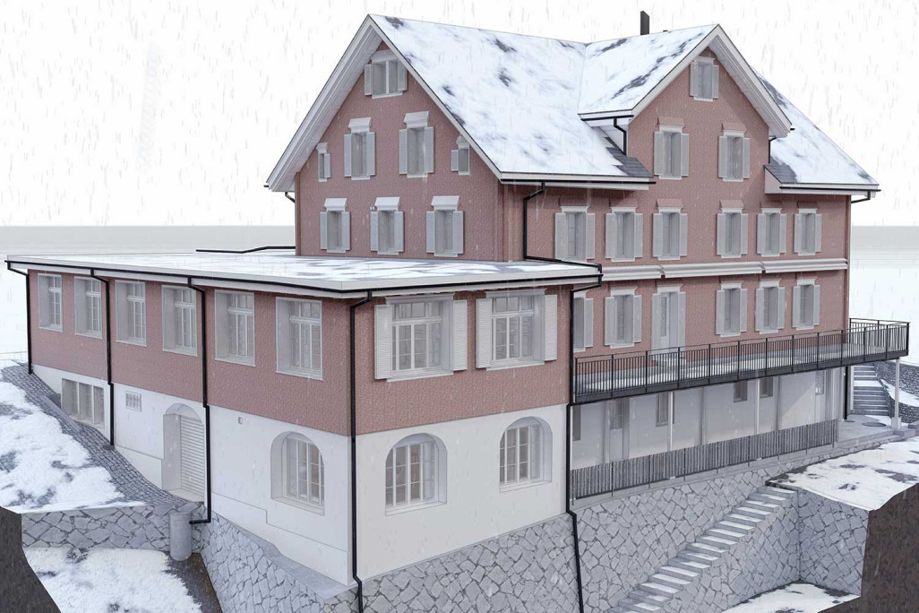 Gebäudeaufnahme mit Laserscanning vom Pilgerhaus Maria-Rickenbach