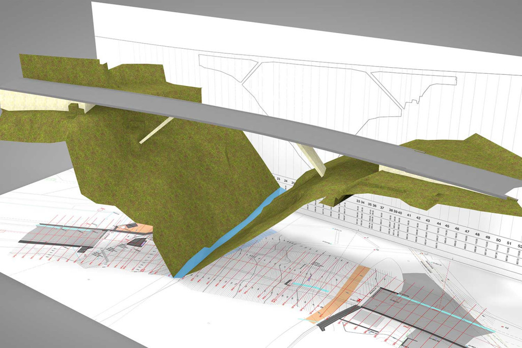 Aclatobelbrücke Graubünden, 2D-Plan nach 3D-Modell, HMQ AG