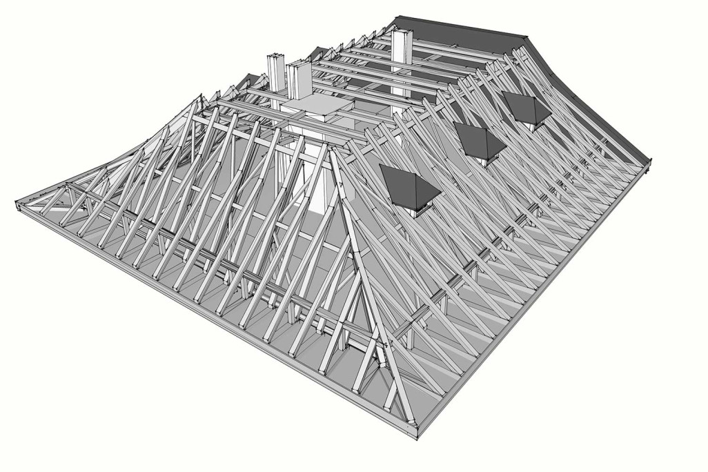 3D-Modell, Dachgeschoss Konstruktion, HMQ AG