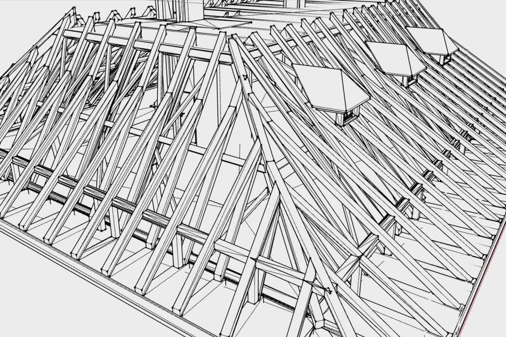 3D-Modell Dachstuhl, HMQ AG