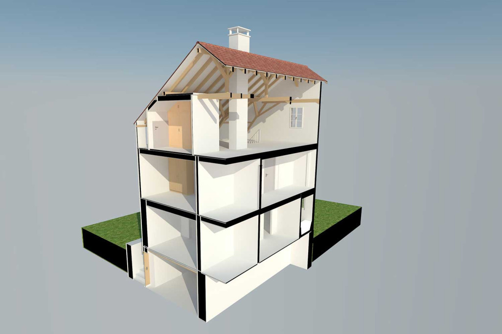 3D-CAD-Modellierung, Einfamilienhaus, HMQ AG