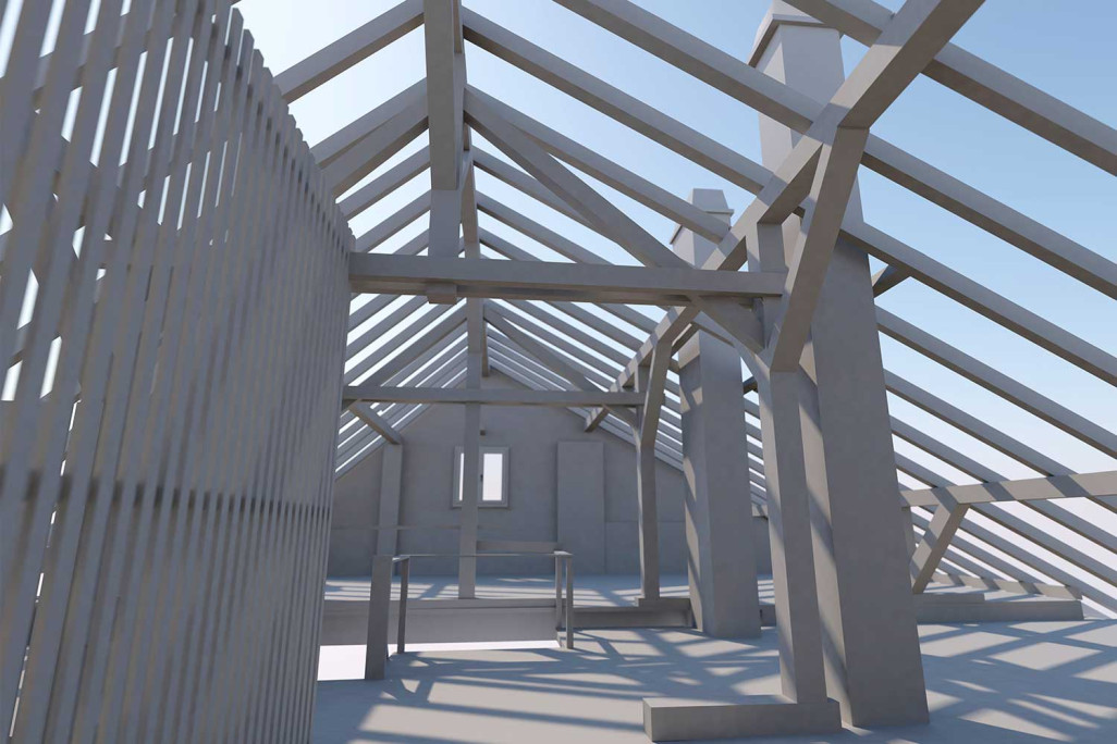 3D-CAD Dachkonstruktion, ArchiCAD, HMQ AG