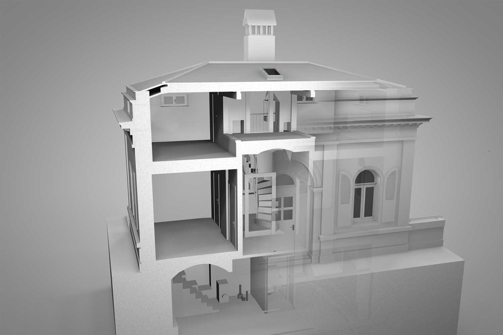 Bern, Gebäudeschnitt 3D-Modell Zollhaus, HMQ AG
