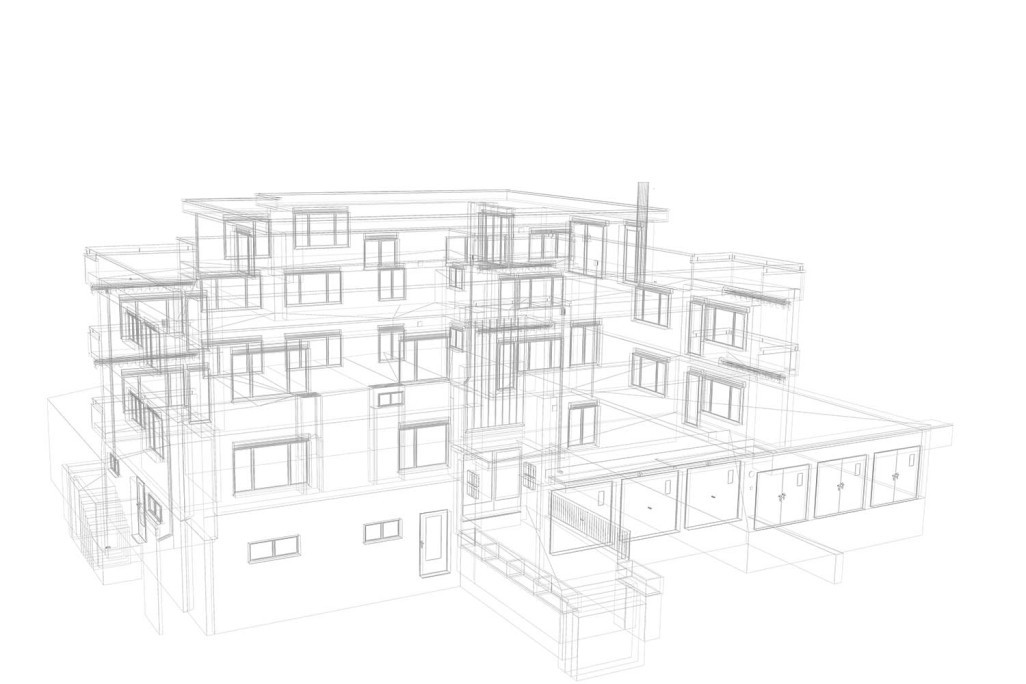 Mehrfamilienhaus in Opfikon ZH, 3D-Modell-Linien, HMQ AG