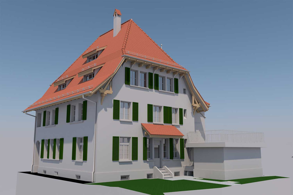 Bern, Villa im Jugendstil, 3D-Modell, HMQ AG