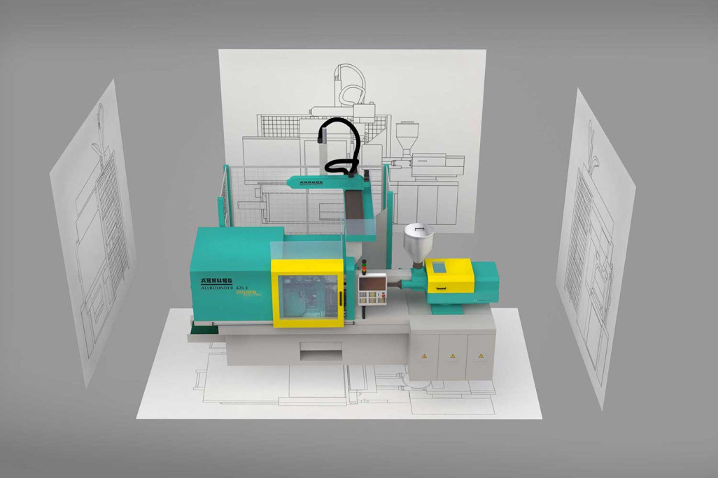 2D-Plandaten aus 3D-Modell einer Spritzgiessmaschine, HMQ AG