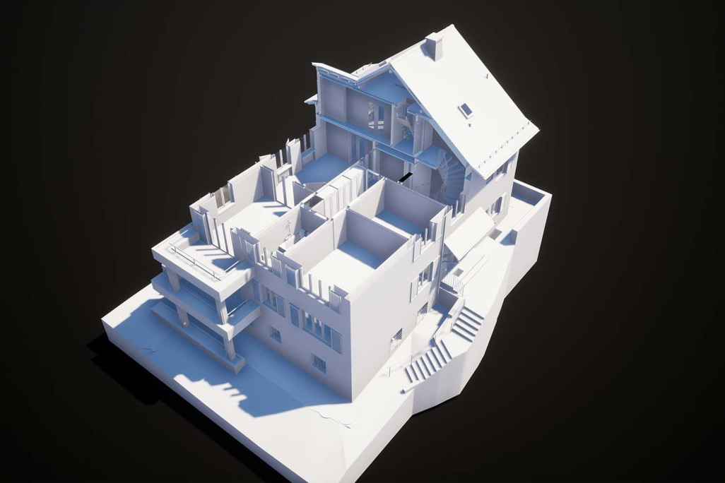 3D-Schnitt von einem Mehrfamilienhaus, HMQ AG