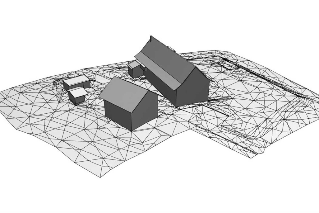 3D-Geländemodell mit Gebäude LOD 100, HMQ AG
