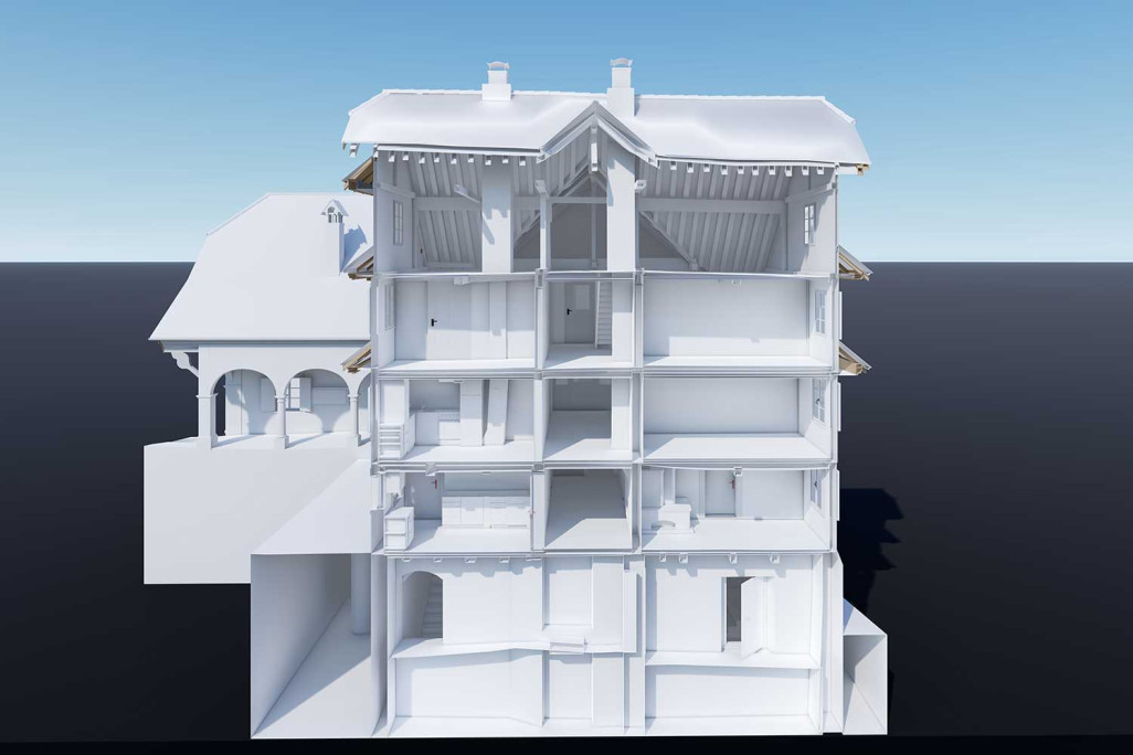 Gebäudeschnitt durch 3D-Modell, HMQ AG