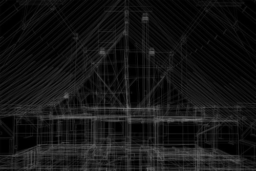 3D-Linien, Bauernhaus mit Scheune, HMQ AG