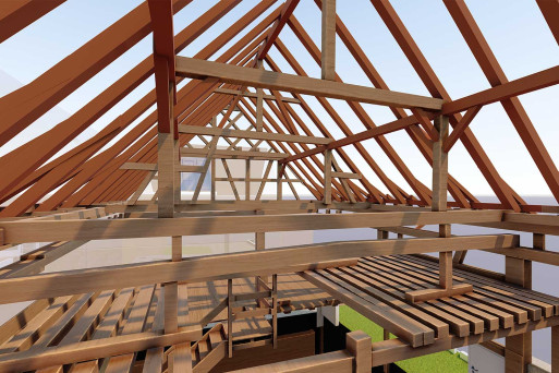3D-Dachkonstruktion, Küblerscheune in Ossingen ZH, HMQ AG