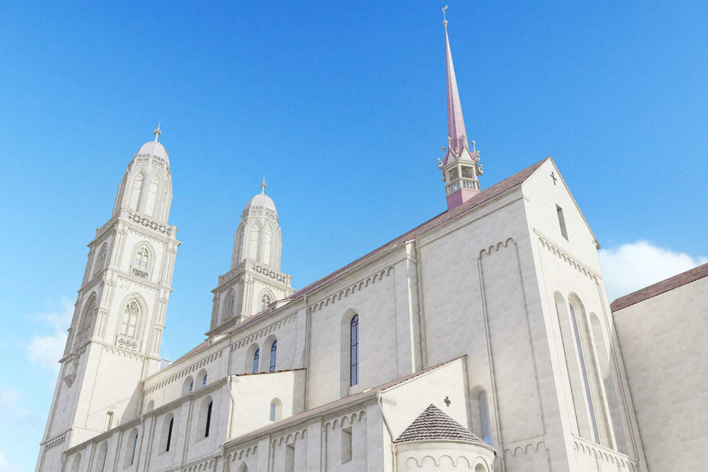 Zürich ZH, Grossmünster, 3D-Modell aus Gebäudeaufnahme, HMQ AG