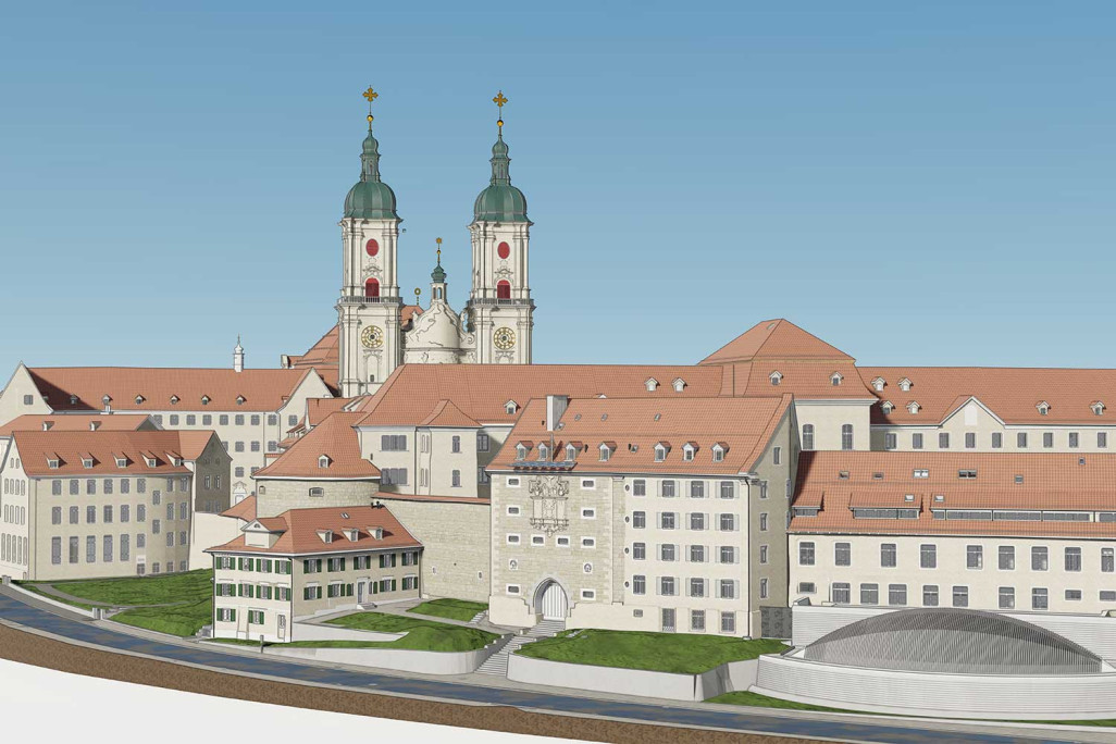Stiftsbezirk St. Gallen, 3D-BIM-Modell vom Stiftsbezirk-Areal, HMQ AG