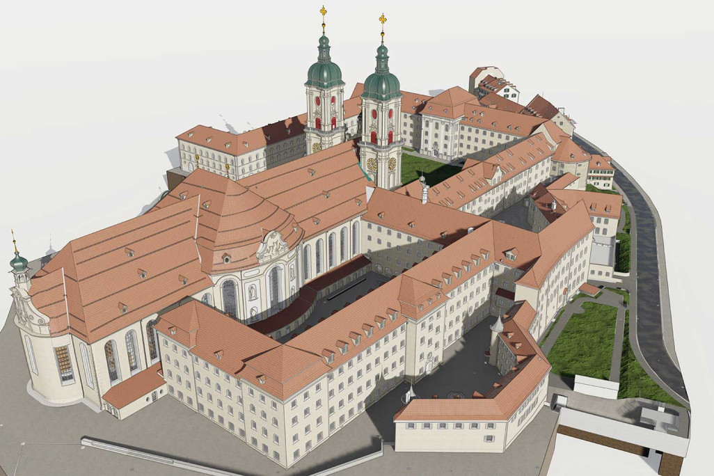 Stiftsbezirk St. Gallen, 3D-Modell von Stiftsbezirk-Areal, HMQ AG