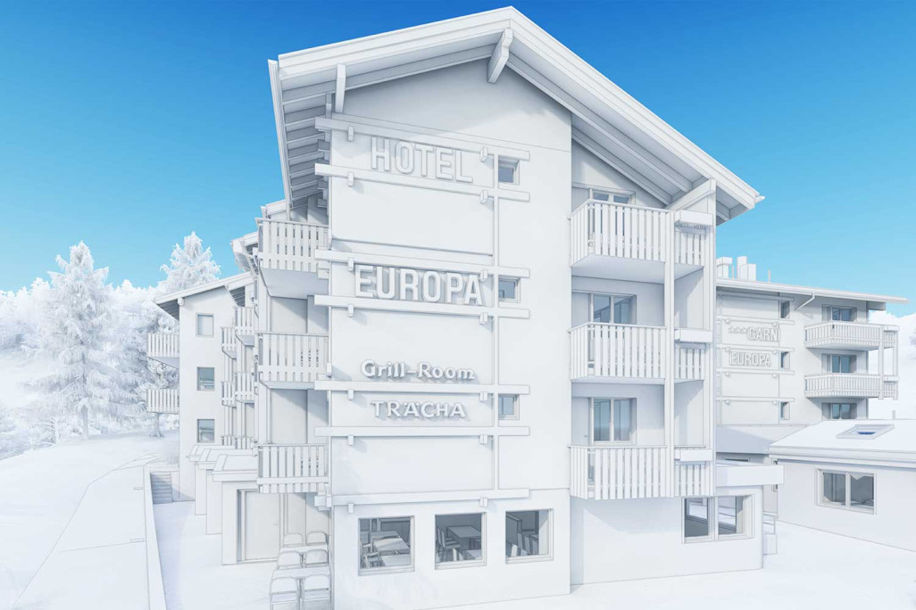 Saas Fee VS, Hotel Europa, 3D-Modellierung, HMQ AG