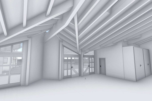 Schulhaus, 3D-Modell Dachkonstruktion, HMQ AG