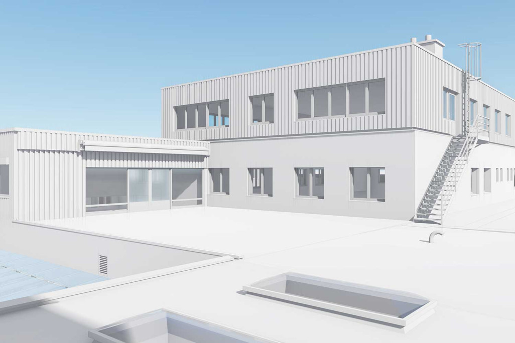 Industrie, 3D-CAD-Modell aus Gebäudeaufnahme, HMQ AG