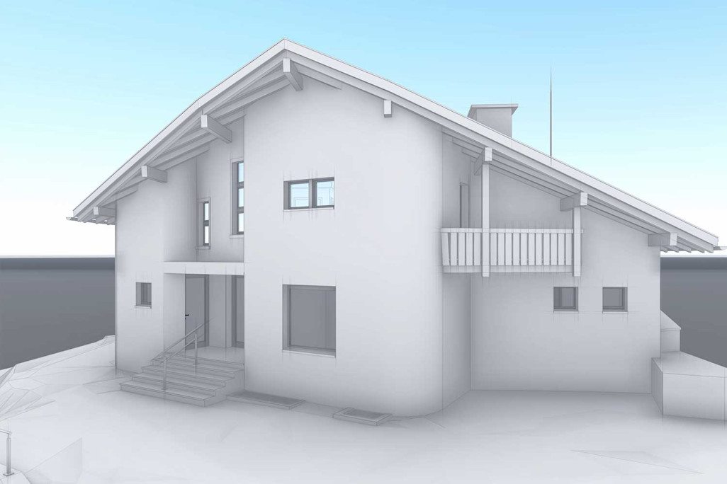 Savognin GR, Gebäudevermessung 3D-CAD-Modell in Graubünden, HMQ AG