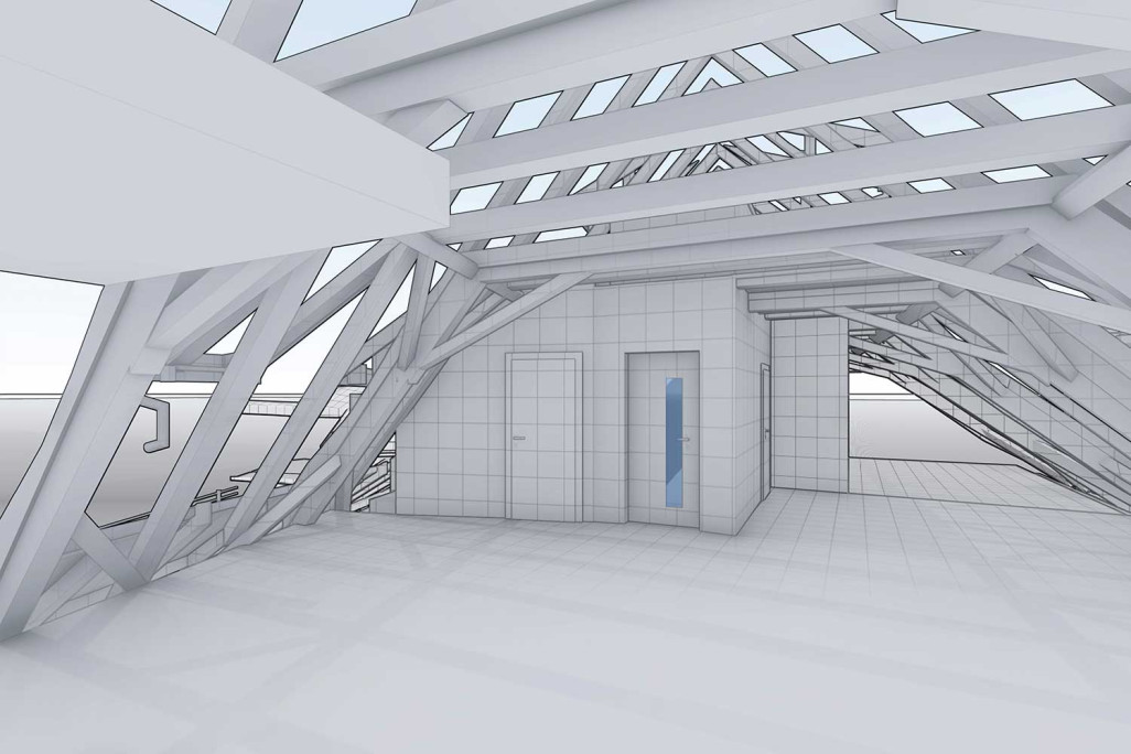 Chur, Haus zum Arcas, 3D-Dachkonstruktion aus Gebäudeaufnahme, HMQ AG