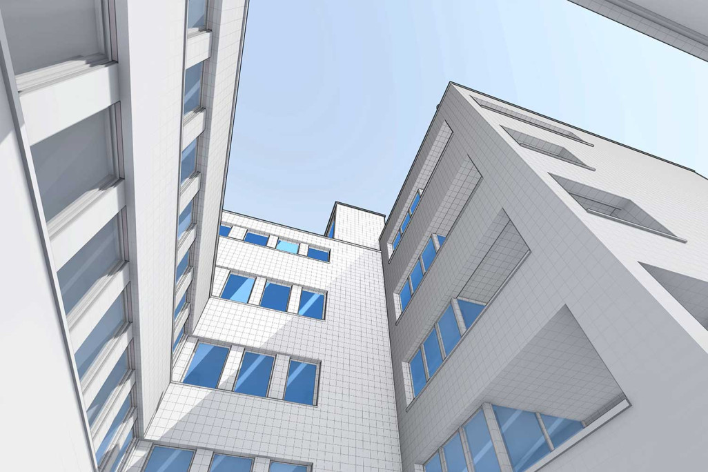 Spital Bülach, 3D-CAD-Modellierung aus Gebäudeaufnahme, HMQ AG