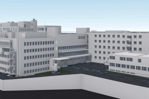 Spital Bülach, 3D-CAD-Modellierung aus Gebäudeaufnahme, HMQ AG
