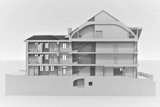 3D-Schnitt, Schulhaus in Grenchen, HMQ AG
