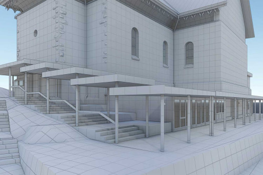 3D-Modell aus Gebäudeaufnahme, Marienkirche Davos, HMQ AG