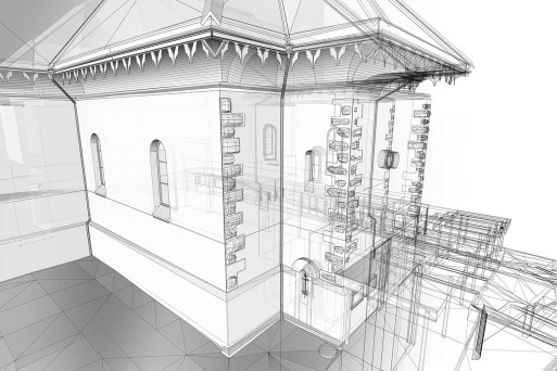 3D-Modellierung aus Gebäudeaufnahme, Marienkirche Davos, HMQ AG