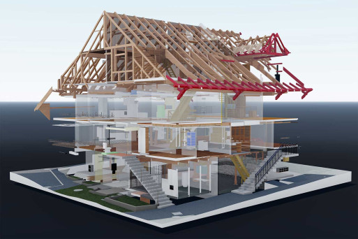 Zürich, 3D-Konstruktion Gesellenhaus in Stäfa, Gebäudeaufnahme, HMQ AG