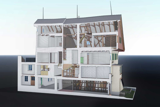 Zürich, 3D-Schnitt Gesellenhaus in Stäfa, Gebäudeaufnahme, HMQ AG