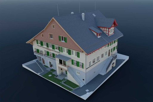 Zürich, 3D-Modell Gesellenhaus in Stäfa, Gebäudevermessung, HMQ AG
