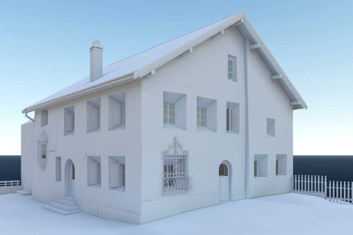 Bever in Graubünden, Gebäudeaufnahme 3D-Modell, HMQ AG