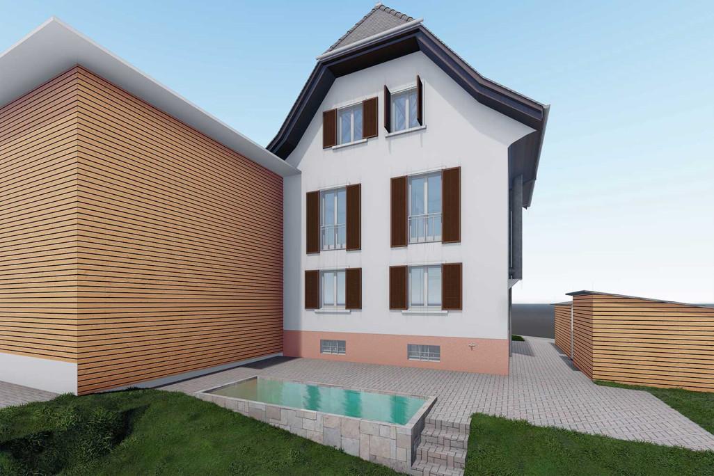 Biberist SO, 3D-Modell Einfamilienhaus, HMQ AG