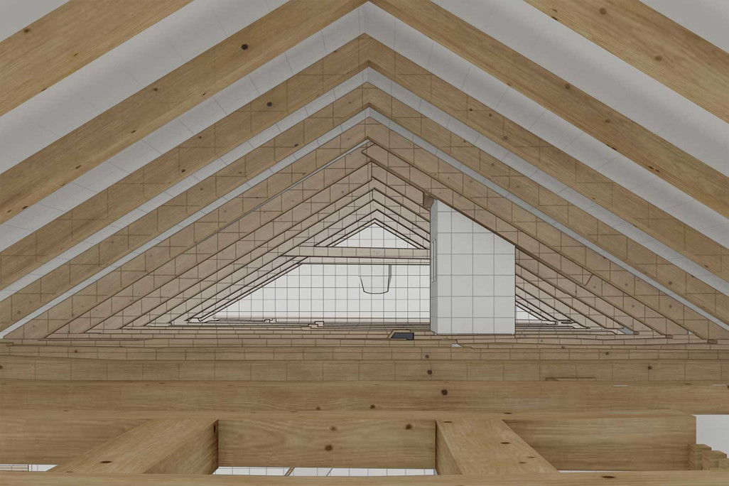 3D Dachstock Einfamilienhaus aus Gebäudeaufnahme, HMQ AG