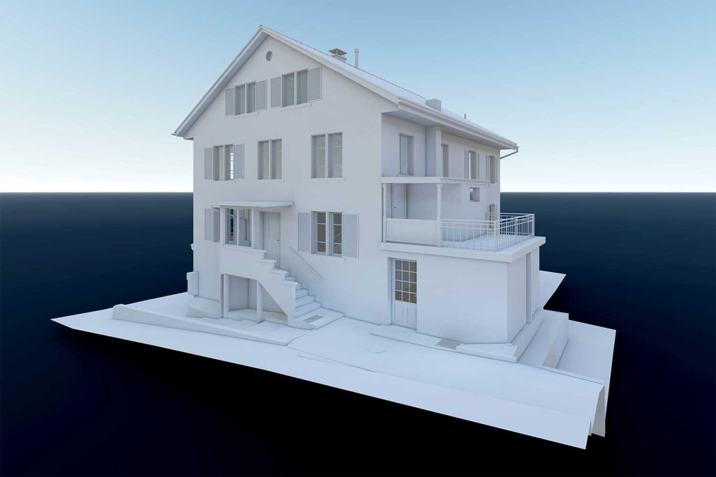 3D Modell Einfamilienhaus aus Gebäudeaufnahme, HMQ AG