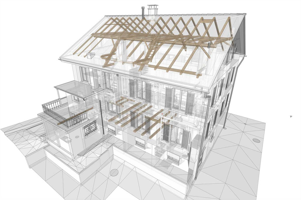3D Modellierung Einfamilienhaus aus Gebäudeaufnahme, HMQ AG