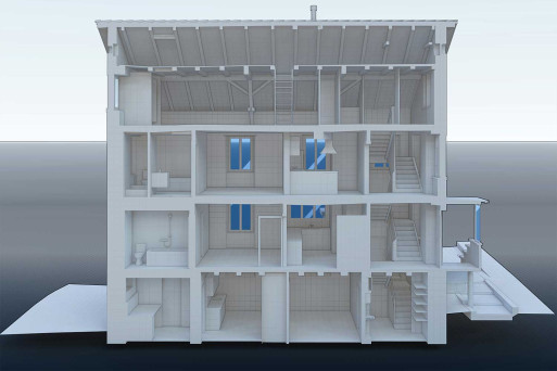 3D Schnitt Einfamilienhaus aus Gebäudeaufnahme, HMQ AG