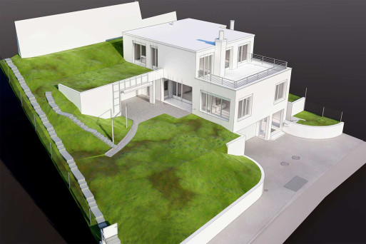 3D-Modell aus Gebäudeaufnahme mit Umgebung, HMQ AG