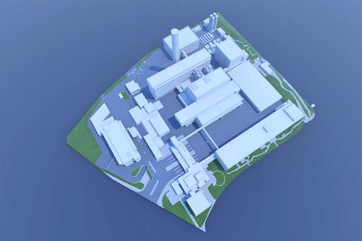 Zürich, KHKW Hagenholz, 3D-Modell Industrieareal, HMQ AG