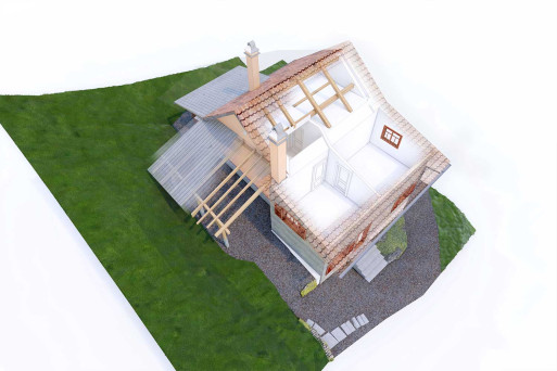 3D-Modell Einfamilienhaus Graubünden, 3D-Dachausbau, HMQ AG