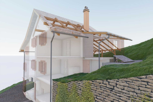 3D-Modell Einfamilienhaus Graubünden, 3D-Modellierung, HMQ AG