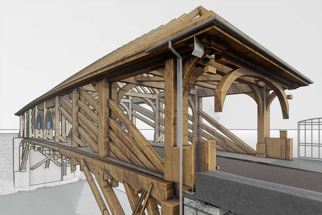 Baden, Alte Zollbrücke, 3D-Modell Konstruktion, HMQ AG