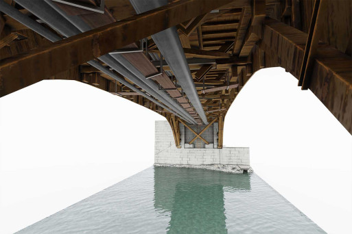 Baden, Alte Zollbrücke, Brückenuntersicht in 3D, HMQ AG