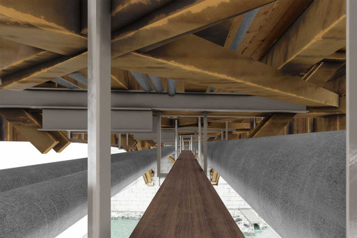 Baden, Alte Zollbrücke, Brückenuntersicht Konstruktion in 3D, HMQ AG