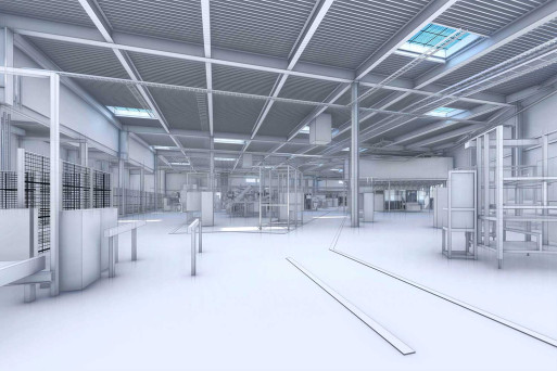 Jona, Geberit Produktionshalle 3D-Modell aus Gebäudeaufnahme, HMQ AG