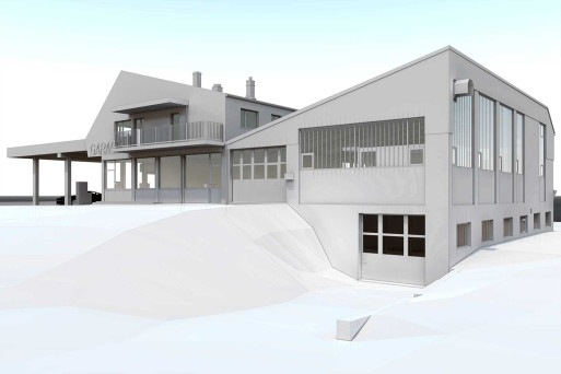 Wallis, Gebäudevermessung 3D-Modell, Ruedi Rüssel Tankstelle, HMQ AG